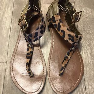 Cheetah Print T Strap Sandals